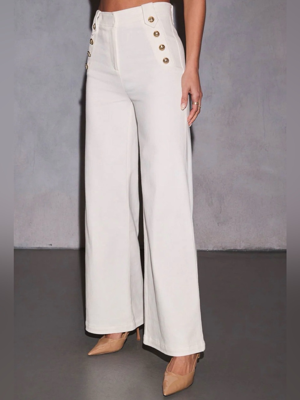 Vici Loranne High Waisted Button Accent Flare Pants